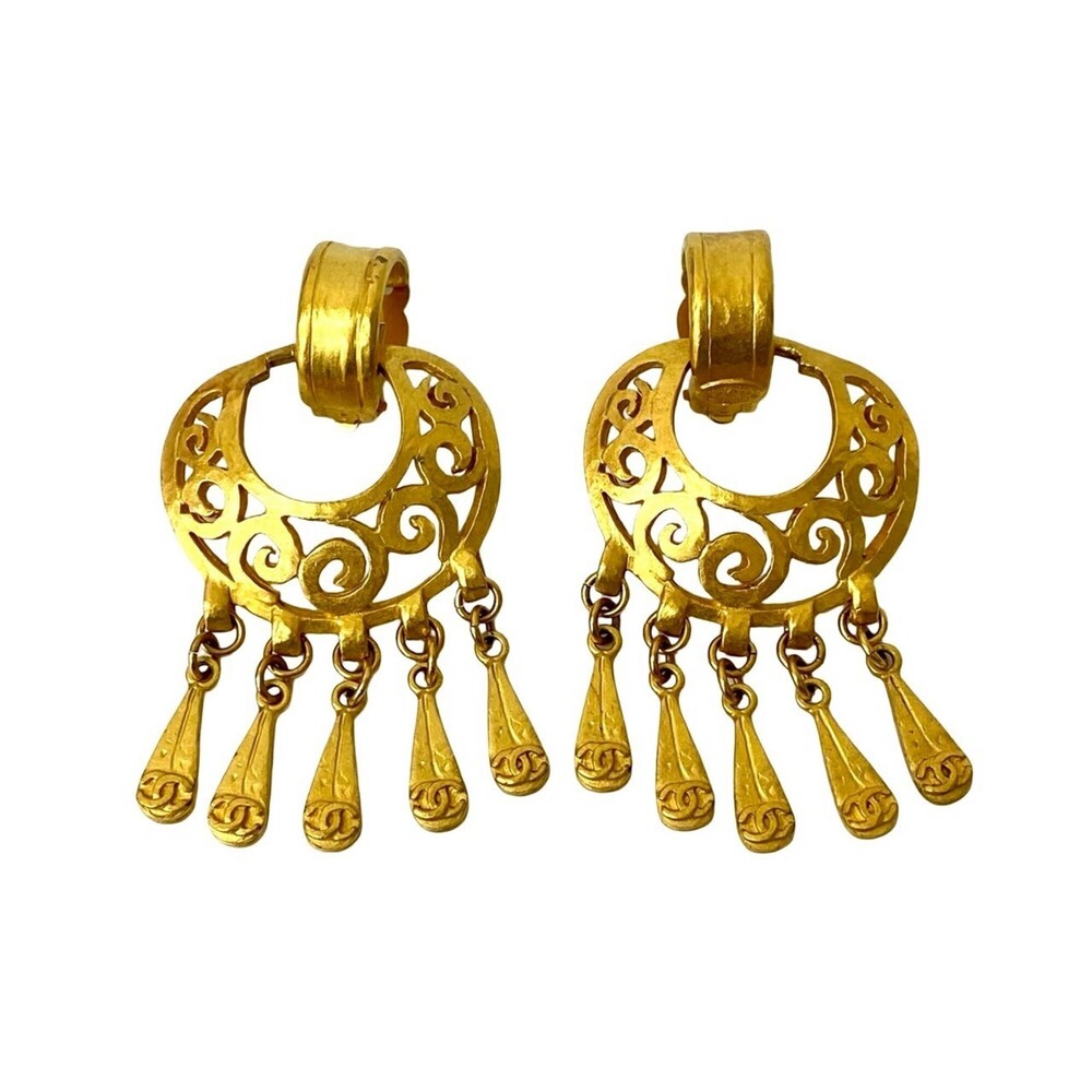 CHANEL Gold Logo Earrings